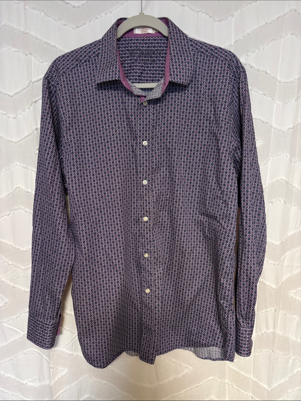 Men's Purple Geometric Long-Sleeve Dress Shirt